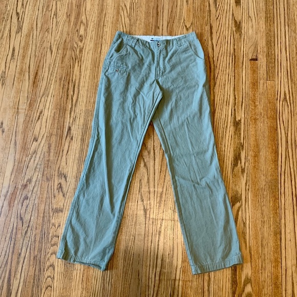 Columbia y2k Olive Green Cargo Pants Flare Chino 8 Hiking AL8371 Khaki Straight - Picture 1 of 14
